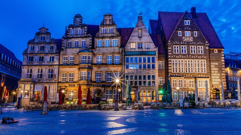 Foto vom Marktplatz in Bremen zur blauen Stunde. | © Pixabay