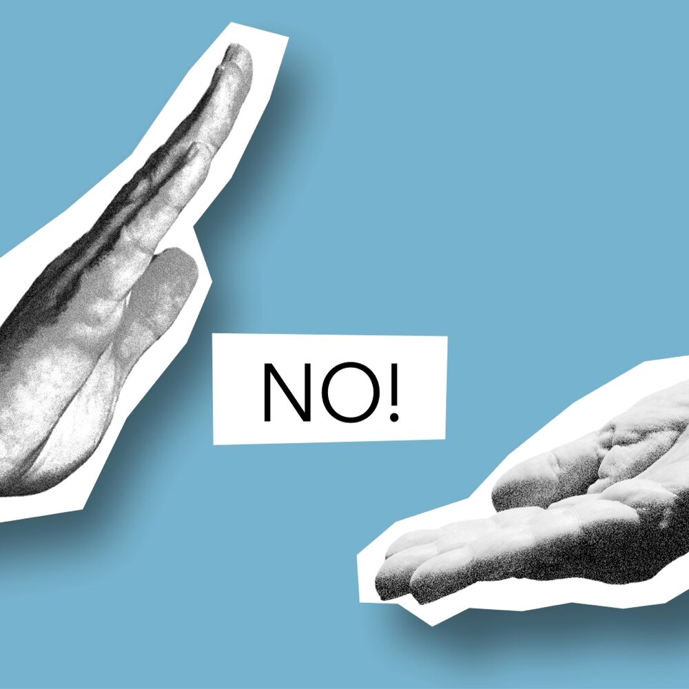 Zwei sich abklatschende Hände, in deren Mitte ein "NO!" steht | © Gabby K / pexels