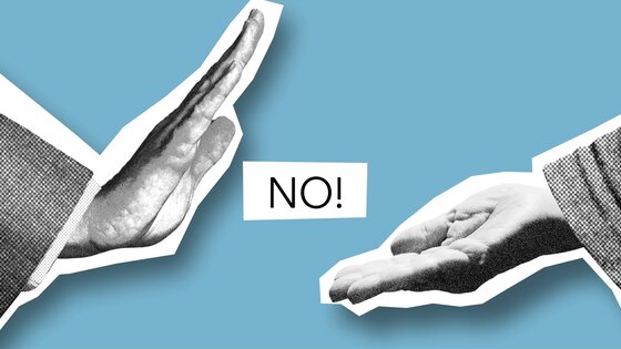 Zwei sich abklatschende Hände, in deren Mitte ein "NO!" steht | © Gabby K / pexels