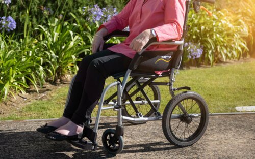 Eine ältere Frau sitzt in einem Rollstuhl im Garten | © pixabay