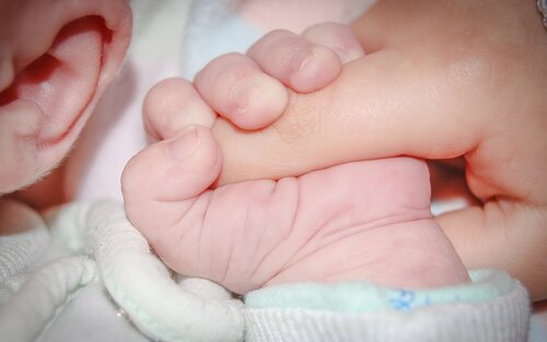 eine Babyhand die den Zeigefinger der Mutter greift | © Pixabay