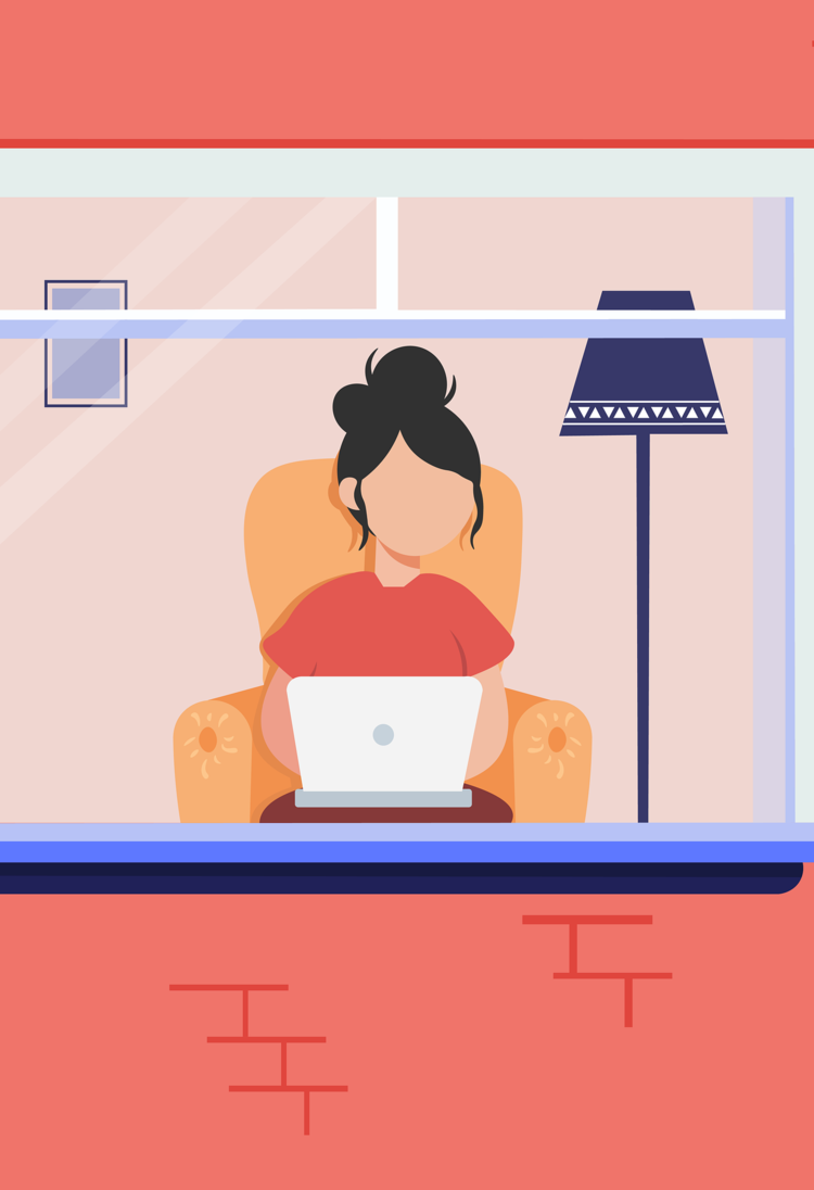 Illustration einer Frau vor einem Laptop sitzend | © pixabay
